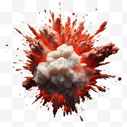红色爆炸素材图片_白色烟雾红色爆炸AI立体素材效果