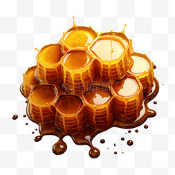 蜂巢立体图片_蜂巢格子满满的蜂蜜AI立体素材效
