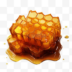 蜂巢效果图片_蜂巢蜂蜜金黄色漂亮AI立体素材效