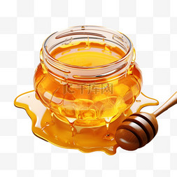 罐子装饰图片_蜂蜜罐子蜂蜜棒AI立体素材效果元