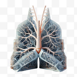 蓝色肺部医疗医学ai元素立体免扣素材