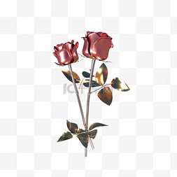 玫瑰3d图片_金属玫瑰花卉3D立体C4D