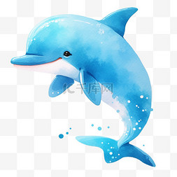 手绘蓝色海豚元素卡通