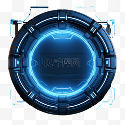 科技蓝色机械圆环AI元素立体免扣