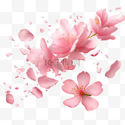 唯美花朵立体图片_春天春季桃花唯美花瓣散落AI元素