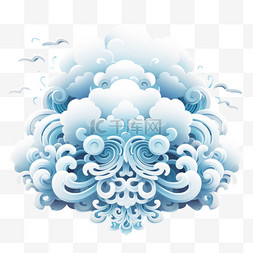 古典蓝色装饰图片_祥云蓝色国风AI元素立体免扣图案