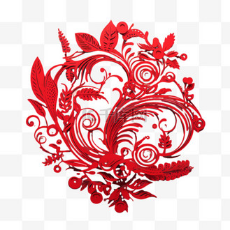 花纹不规则剪纸曲线ai元素立体免扣图案