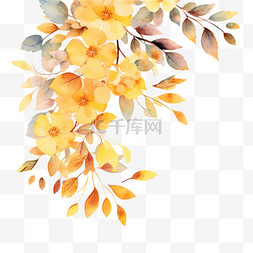 冬季姜茶海报图片_秋季花叶装饰边框促销海报元素