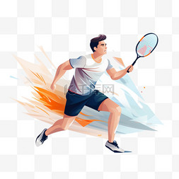 比赛海报设计图片_羽毛球锦标赛平平版海报男选手运