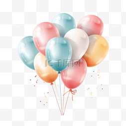 生日气球背景图片_用柔和颜色的逼真气球祝生日快乐