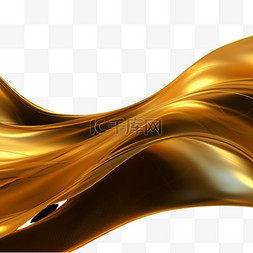 金色丝带图案图片_金色丝带丝绸光泽质感AI元素立体