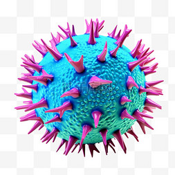 蓝色病毒细胞微观AI元素立体免扣