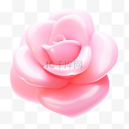 玫瑰3d图片_粉色玫瑰3D可爱图标元素