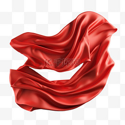 红色丝绸缎带喜庆AI元素立体免扣