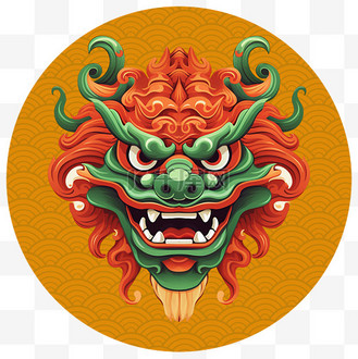 挂件钥匙扣图片素材_中国风国潮龙年插画龙头挂件