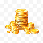 金币和钞票3d卡通风格的图标。一叠带美元标志的硬币，一沓钱或现金，储蓄平面矢量图。财富、经济、金融、利润、货币概念