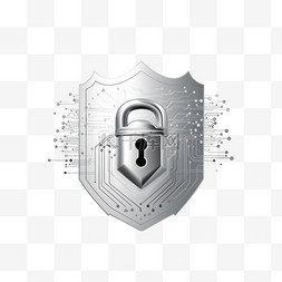 安全盾牌防护图片_加密白色调的锁盾网络安全技术