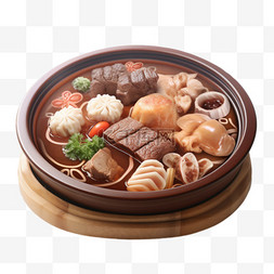 砂锅青豆肥肠图片图片_3D美食砂锅米线食物诱人立体清新