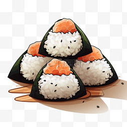 饭团寿司卡通扁平风格美食美味诱