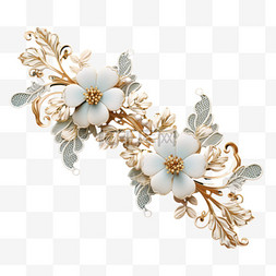 白色装饰花边图案图片_蕾丝花边花纹编织白色花朵AI免扣