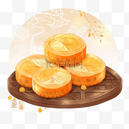 盘中的月饼图片_中秋节手绘美食餐盘中的月饼41