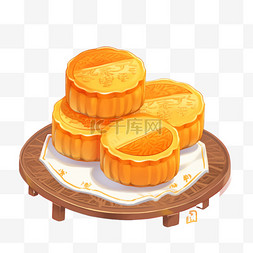 盘中的鱼图片_中秋节手绘美食餐盘中的月饼18