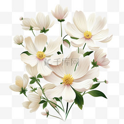 手绘绽放花图片_盛开的白色花朵