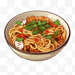 生蚝新疆大串图片_卡通扁平风格新疆炒米粉美食美味