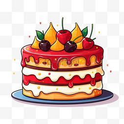 卡通扁平风格生日蛋糕特色美食美
