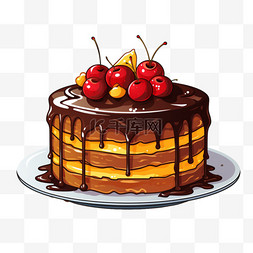 黑森林蛋糕卡通扁平风格美食美味