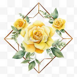 鲜花边框婚礼图片_水彩装饰美丽黄色鲜花边框免扣元