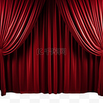 红窗帘舞台丝滑幕布AI免扣装饰素材