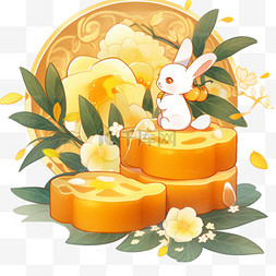 中秋兔子月饼图片_中秋节手绘兔子月饼桂花5