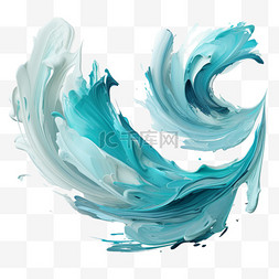 质感水彩图片_笔刷笔触水墨水彩纹理湖蓝色油画