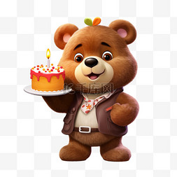 卡通棕色小熊蛋糕免扣元素