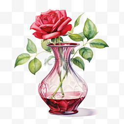 免扣花瓶图片_水彩鲜花美丽玻璃花瓶免扣元素