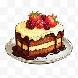 卡通黑森林蛋糕扁平风格美食美味