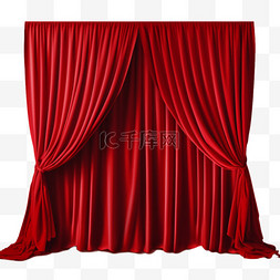 红窗帘舞台幕布AI免扣装饰素材