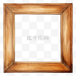 水彩方形画框木边框免扣元素