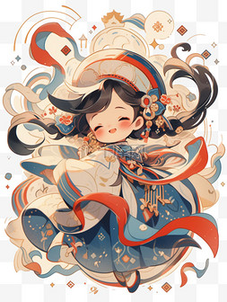 中秋节中国神话可爱的仙女手绘