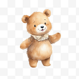 领结领结图片_水彩领结可爱玩具熊免扣元素