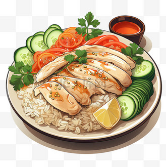 盖浇饭卡通扁平风格美食美味充饥