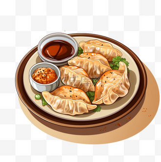 卡通饺子水饺扁平风格美食美味充饥