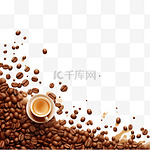 速溶咖啡广告，带有咖啡流动元素，波克背景