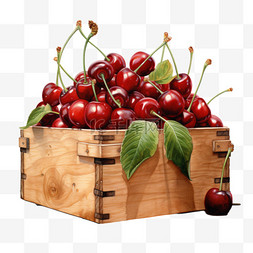水果箱图片_水彩美味新鲜樱桃水果箱子免扣元