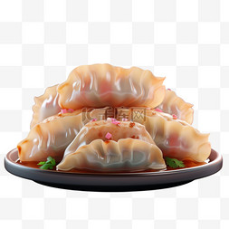 3D饺子美食食物诱人立体清新充饥