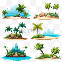 装饰伞图片_岛屿椰子树海岛装饰1
