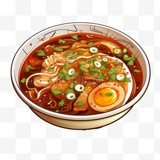 煮面卡通扁平风格美食美味充饥