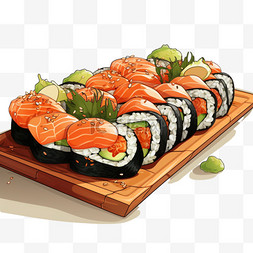 寿司日本卡通扁平风格美食美味诱