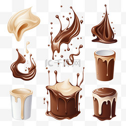 热巧克力牛奶图片_融化的黑白巧克力液体4